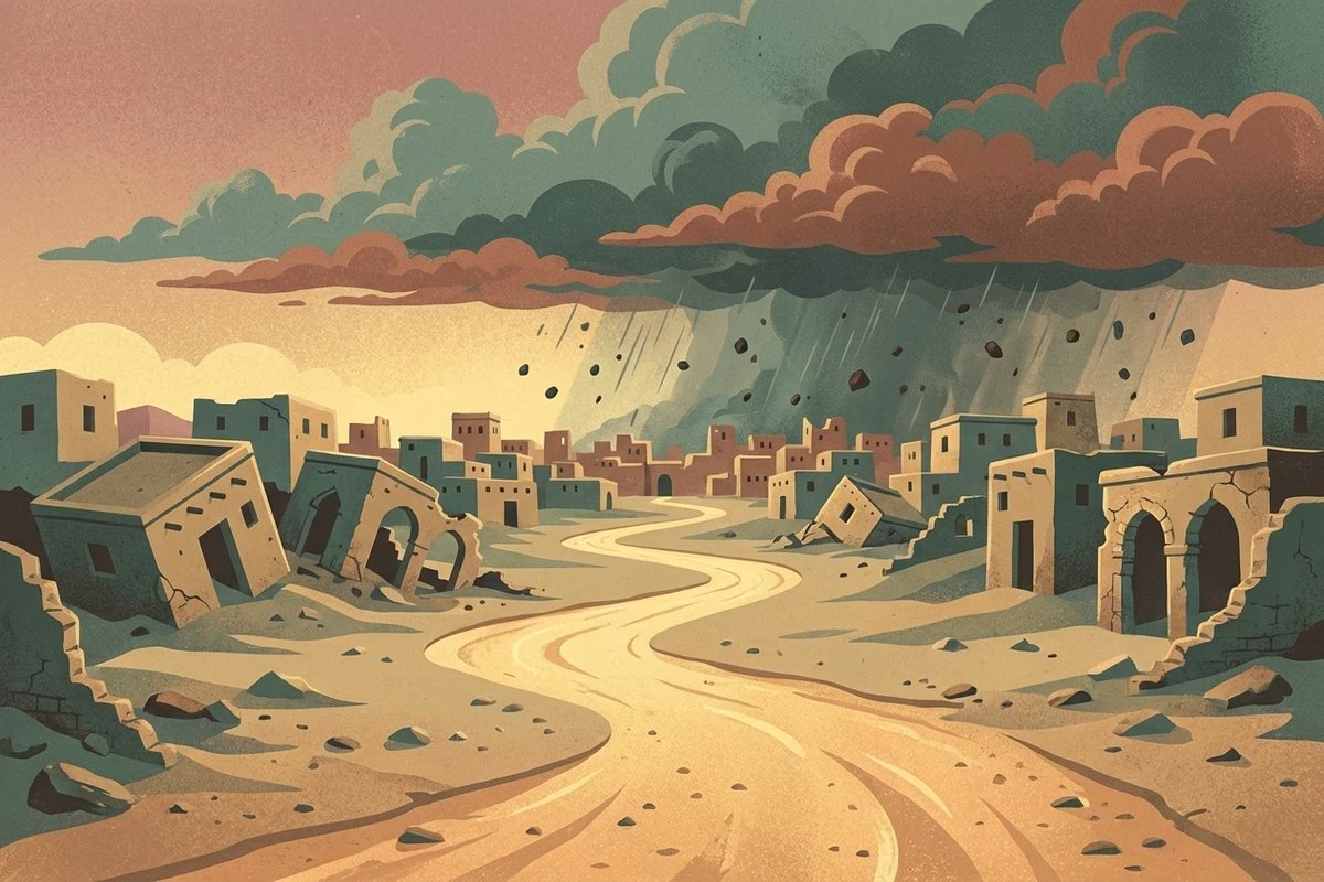 Symbolic scene from the story of Lut (Lot)
