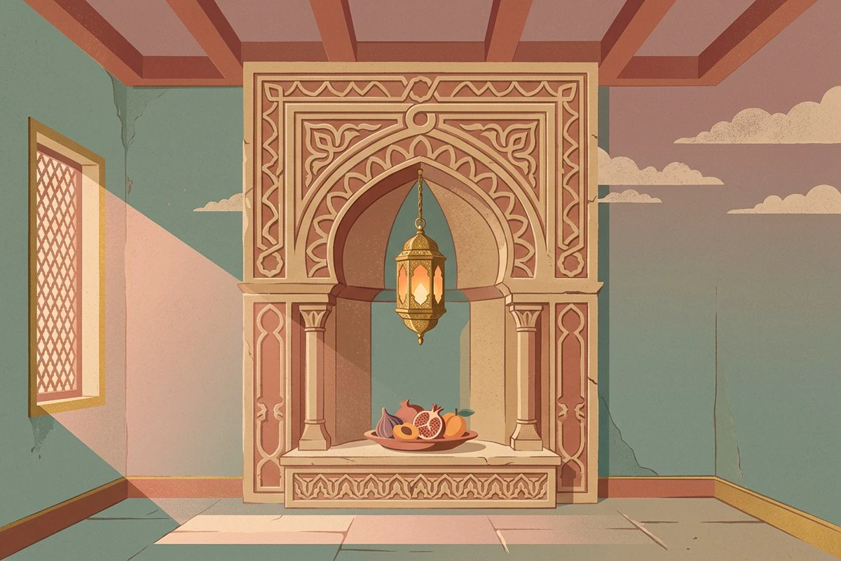 Symbolic scene from the story of Zakariyya (Zechariah)